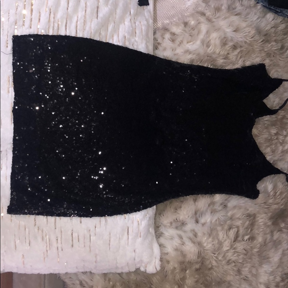 Black sequin club dress